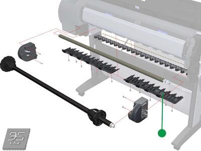 Q6677-60019 Left Roll Guide (44-inch) Левая направляющая рулона T610 | T770 | T790 1R | T1100 | T1100ps | T1120 | T1120ps | T1200 | T1300 2R | T2300 | Z2100 | Z3100 | Z3200 | Z3200ps | Z5400 | Z5600 | T1700 | T1708 | Z6 | Z9+